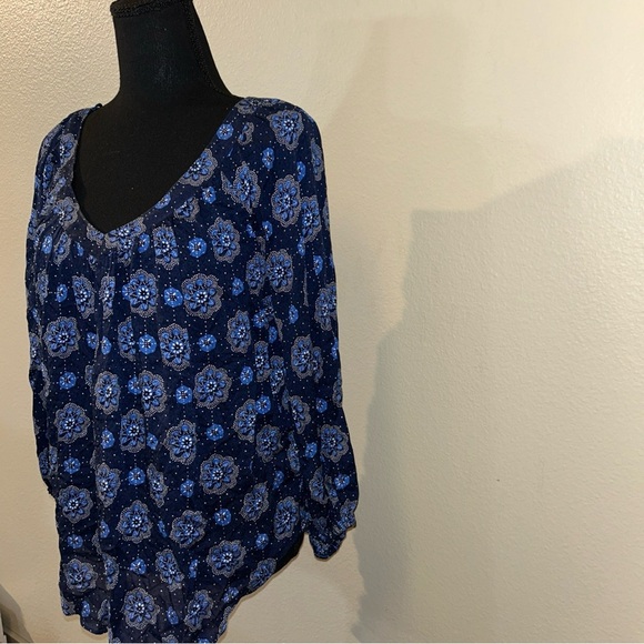 Floral Blue Women's Top Maeve Anthropologie Size 8 - Picture 6 of 12